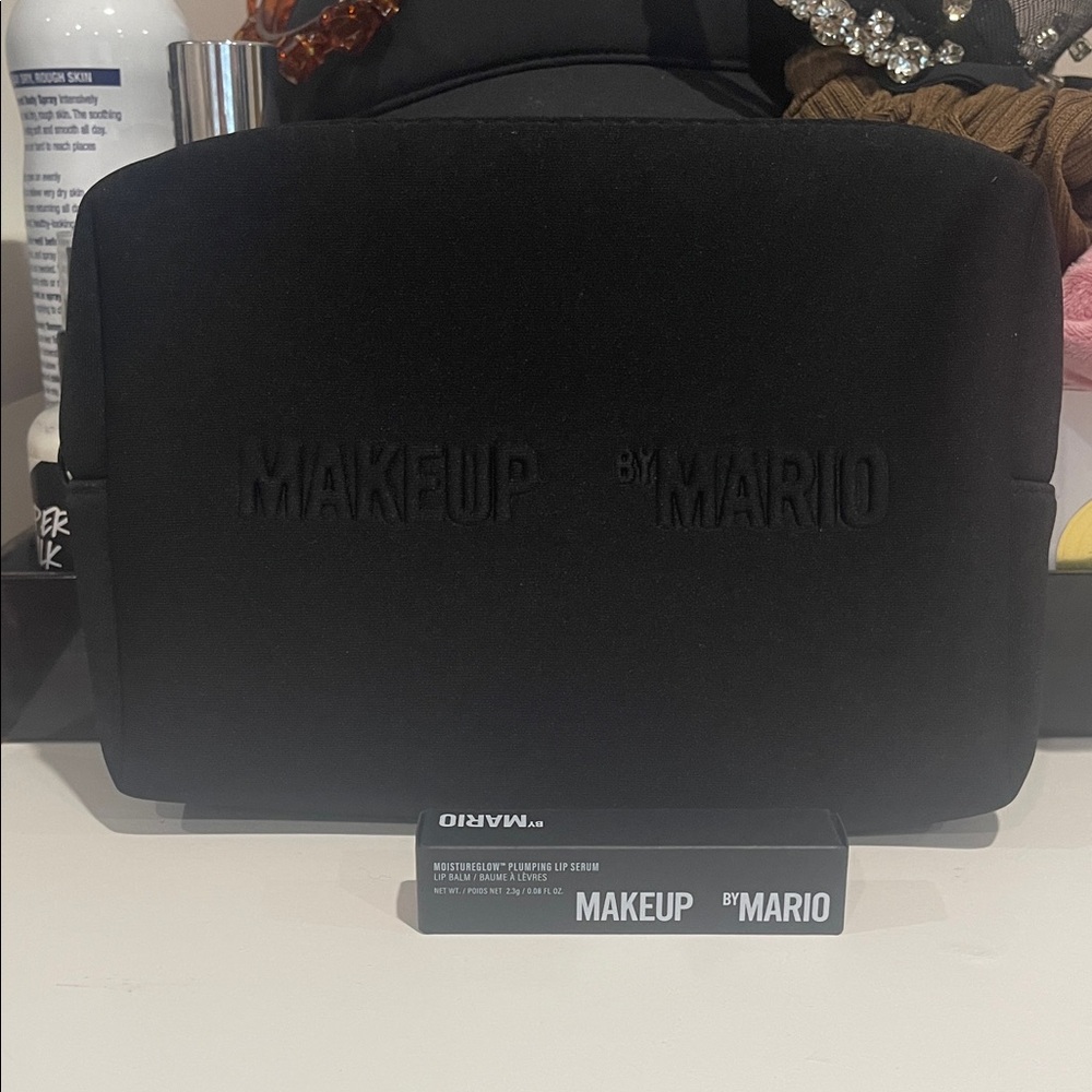 2 item bundle Makeup By Mario Elegant Black Pouch and watermelon glow lippie